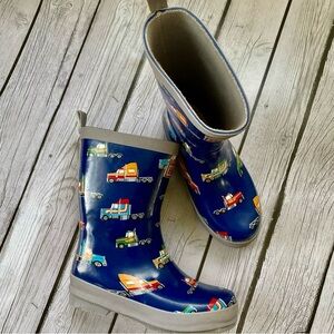 Hatley Blue Truck Wellies rain boots size 13